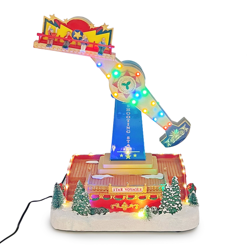 Christmas Village Carnival Amusement Park Swing Hammer Animated Musical Light-up